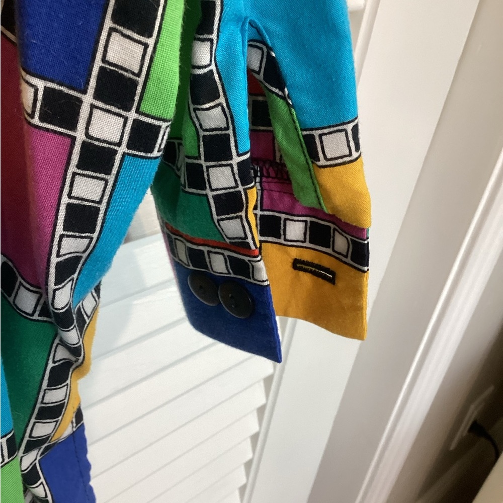 Liz Baker 80s Multicolor Checkered womens Shirt - Picture 5 of 10